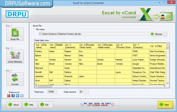 view selected excel information